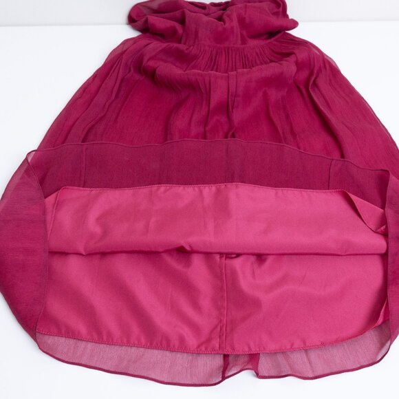J Crew Silk Chiffon Cocktail Dress Red Wild Berry Midi Size 2 - Picture 13 of 16